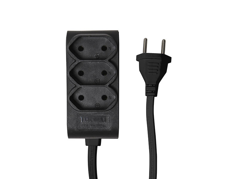 EXTENSÃO TASCHIBRA 3 TOMADAS 2P 5m 10A PRETA