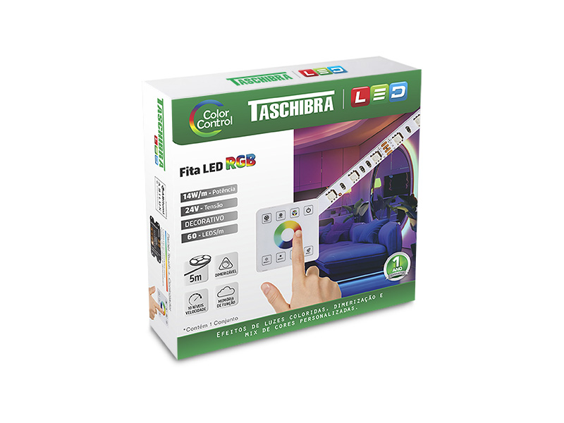 Imagem do produto FITA LED COLOR CONTROL 14W 60 LEDS/M 5M 24V IP20 COM CONTROLE RGB na categoria LED FITAS 24V