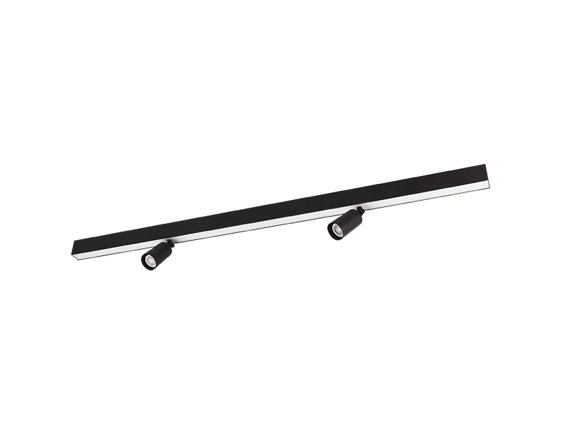 LUMINÁRIA LED SPIRE LINEAR 40W 4000K SOBREPOR + 2 SPOT MR 11 S/ LÂMPADA PRETO FOSCO