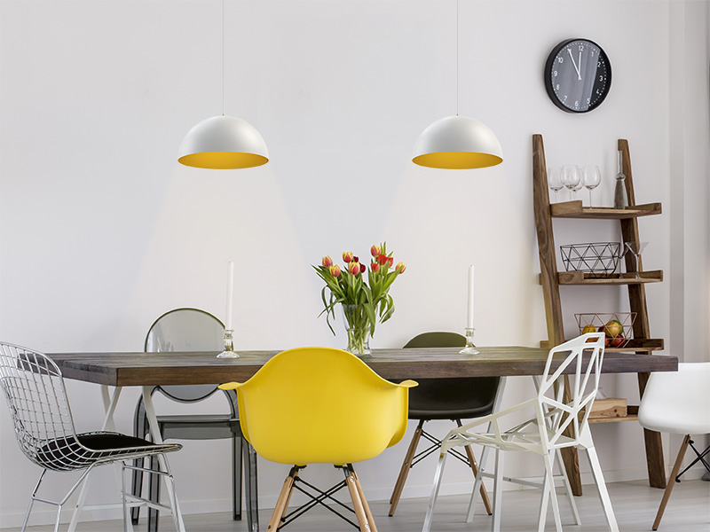 PENDENTE TASCHIBRA WOK E27 BRANCO F.+ OURO