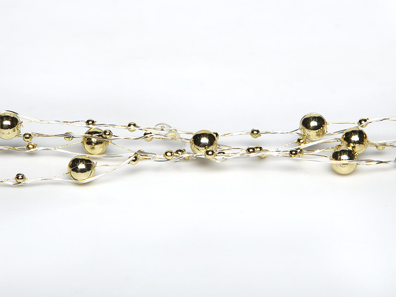 CORDÃO LUMINOSO TASCHIBRA 40 LEDS FESTA DOURADA PILHA 3000K