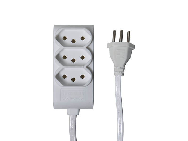EXTENSÃO TASCHIBRA 3 TOMADAS 2P+T 5m 10A BRANCA