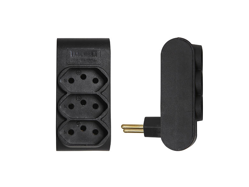 MULTIPLICADOR TASCHIBRA 3 TOMADAS 2P+T 10A PRETA