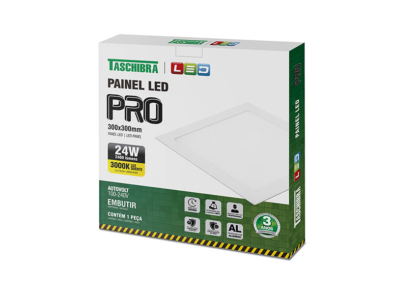 PAINEL LED PRO 24W QUADRADO EMBUTIR 3000K