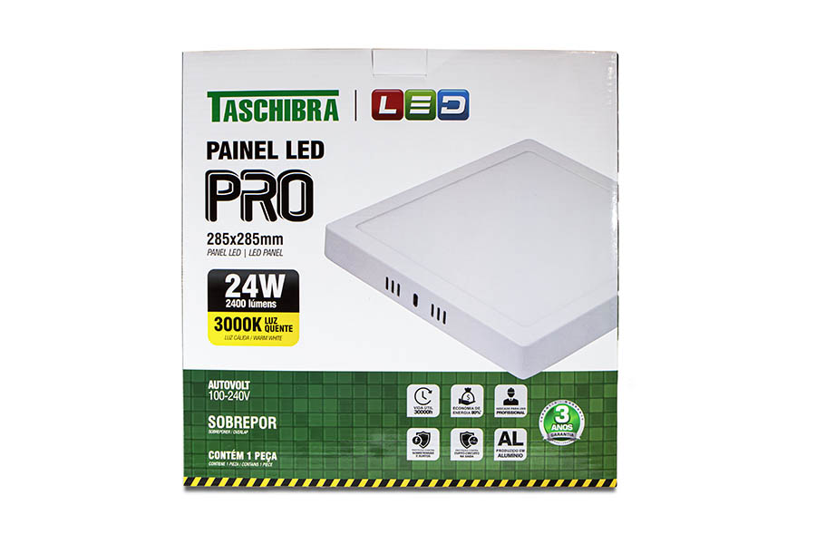 PAINEL LED PRO 24W QUADRADO SOBREPOR 3000K
