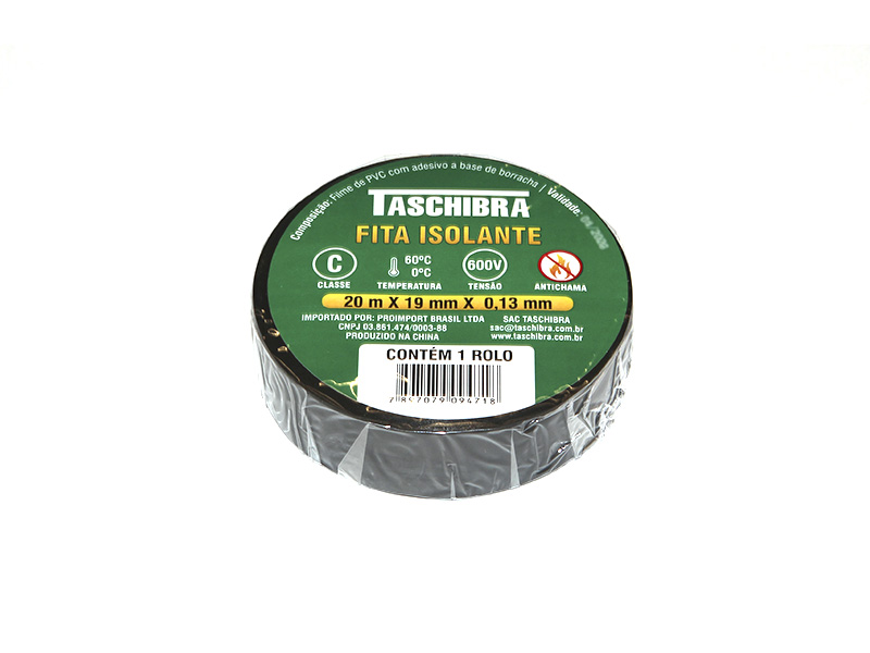 FITA ISOLANTE TASCHIBRA 0,13MMX19MMX20M PRETA